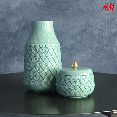 Textured Stoneware Vase: Elegant & Tall 3D model image 1 