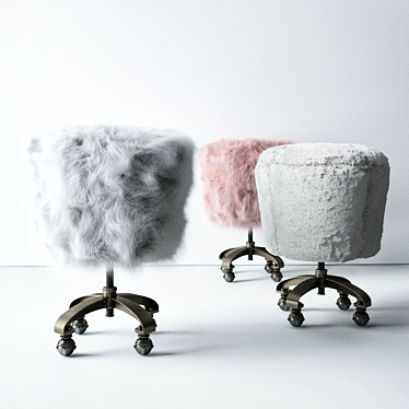 Cozy Faux Fur Stool by RELOFT 3D model image 1 