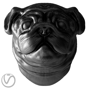 Adorable Pug Head Sculpture 3D model image 1 