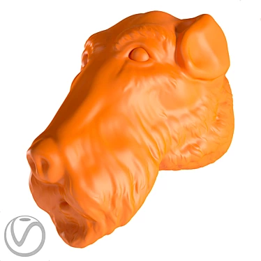 Adorable Fox Terrier Head Sculpture 3D model image 1 