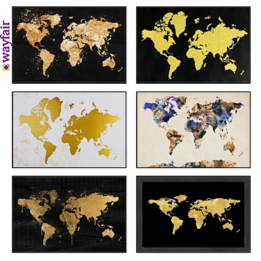 World Map Canvas Art 3D model image 1 