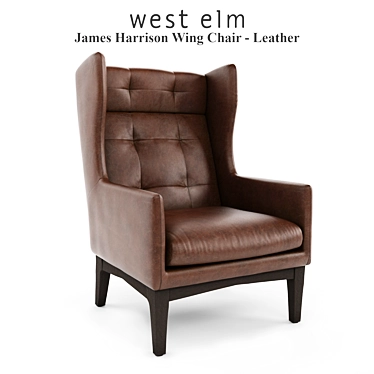 West Elm James Harrison Leather Wing Chair 3D model image 1 