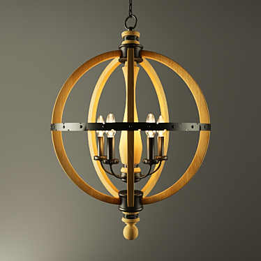 Rustic Orb Candle Chandelier 3D model image 1 