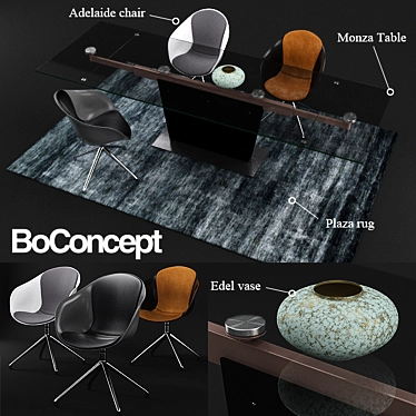Modern Elegance: BoConcept Monza Table & Adelaide Chair 3D model image 1 