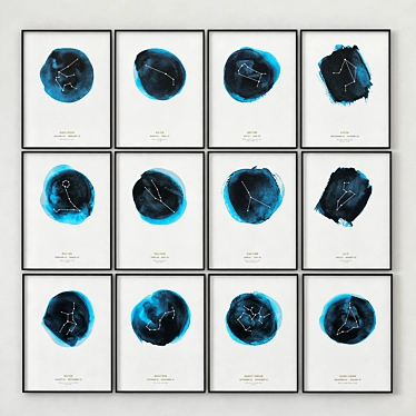 Cosmic Zodiac Constellation Prints 3D model image 1 