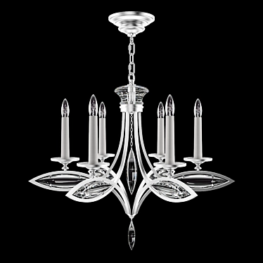 Marquise Crystal Chandelier, Platinized Silver Leaf Finish 3D model image 1 