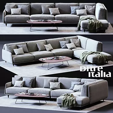 Ditre Italia ELLIOT: Luxury Corner Sofa Set 3D model image 1 