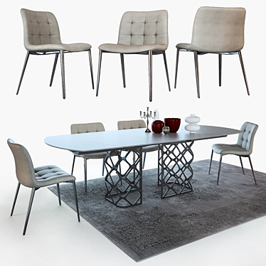 Elegant Dining Set: Bontempi Casa Table & Chairs 3D model image 1 