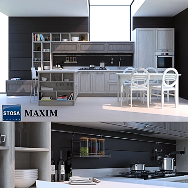 Stosa MAXIM Kitchen - Bosch Oven, Siemens Cooktop, Blanco Sink 3D model image 1 