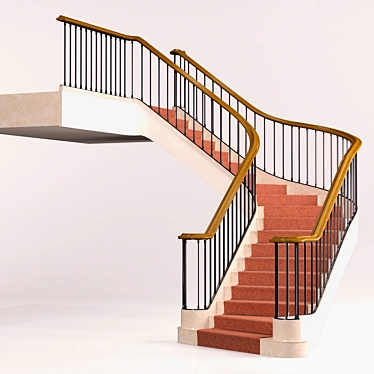 Elegant Stairway: Iron, Wood & Marble 3D model image 1 