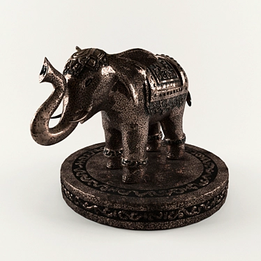 Bronze Indian Elephant Statuette 3D model image 1 