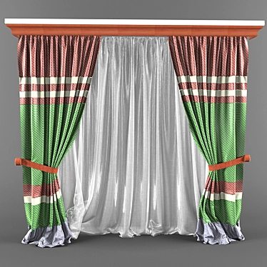 Elegant Window Curtain 3D model image 1 