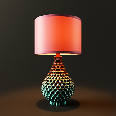 Elegant Glazed Hexagon Table Lamp 3D model image 1 