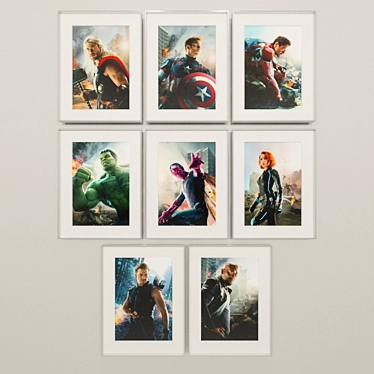 Marvel Avengers Posters: Set of 8 3D model image 1 