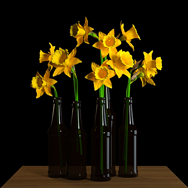 Elegant Narcissus Flower Sculpture 3D model image 1 