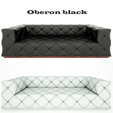 Luxury Oberon Black Leather Sofa 3D model image 1 