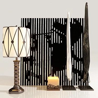 Elegant Décor Set: Alyson Lamp, Coffee Bean Candle, Marble & Volcanic Stone Stand 3D model image 1 
