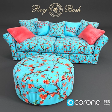 Roy Bosh Sofa Set with Ottoman 3D model image 1 