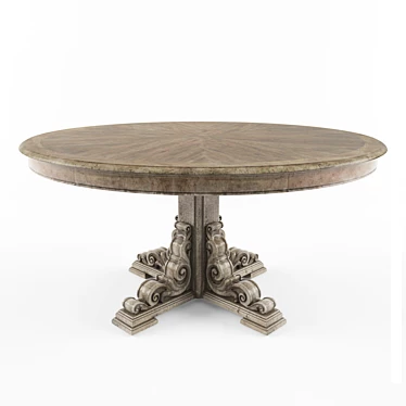 Vintage Round Dining Table - Perfect for Elegant Gatherings 3D model image 1 