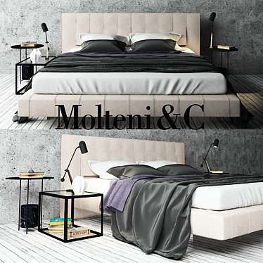 Molteni Wave Bed Set 3D model image 1 