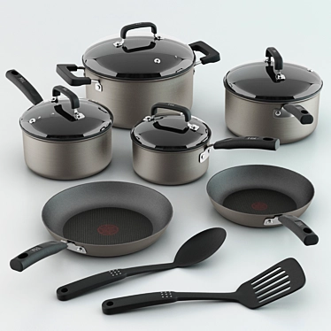 Sleek Cookware Set 3D model image 1 