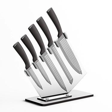 Elegant Bamboo Knife Block 3D model image 1 