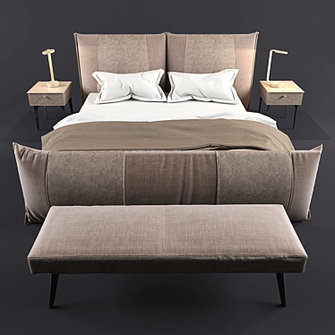 Modern PEPPER NIGHT Bed - Complete Bedroom Set 3D model image 1 