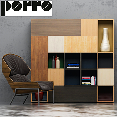 Porro Clarissa Hood Collection: Wardrobe & Armchair 3D model image 1 