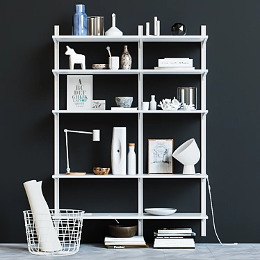 IKEA BOAXEL Algot Wall Shelf System 3D model image 1 