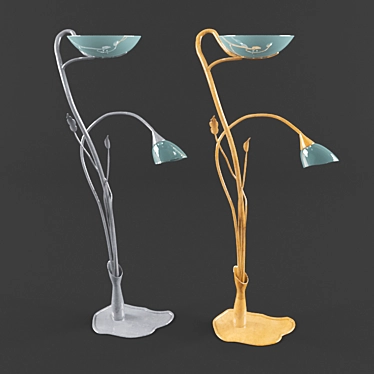 Modern Blue Glass Floor Lamp - 1.5m Height 3D model image 1 