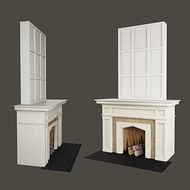 Travertine and Marble Classic Fireplace 3D model image 1 