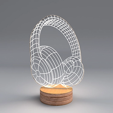 BULBING Headphones Lamp: Flat Design Illumination 3D model image 1 