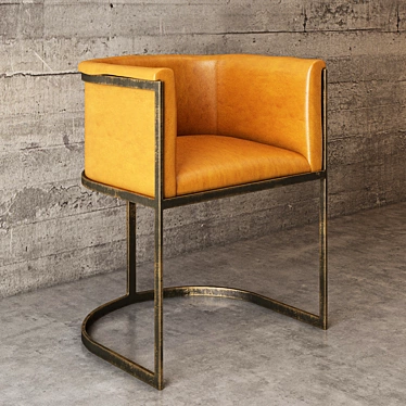 Luxe Yellow Leather Calvin Chair 3D model image 1 