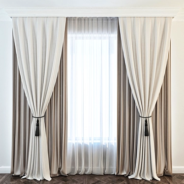 Elegant Drapery Curtains 3D model image 1 