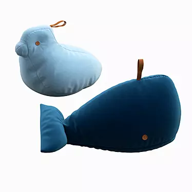 "Whimsical Bird and Wal Kids' Bean Bags 3D model image 1 