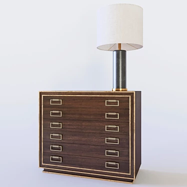 Vintage Style Benedict Map Chest & Cliff Table Lamp 3D model image 1 