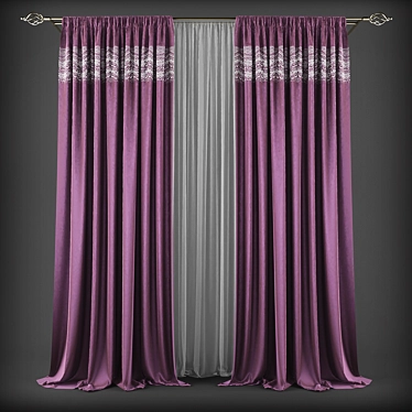 Classic Style Curtains 3D model image 1 