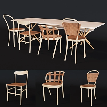 Modern Elegant Dining Room Set 3D model image 1 