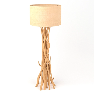 Driftwood Natural Wood Floor Lamp 3D model image 1 