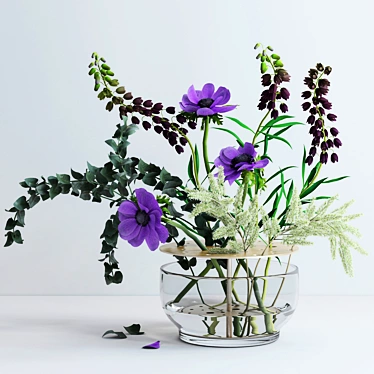 Elegant Ikebana Vase Bouquet 3D model image 1 