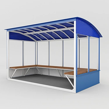 Modern Steel Bus Stop 3D model image 1 