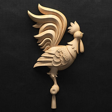 Carved Cockerel Decor: Rustic Kitchen Perfection 3D model image 1 