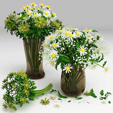 Charming Daisy Décor Set 3D model image 1 