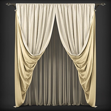 Elegant Classic Style Curtains 3D model image 1 