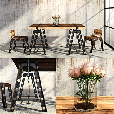 Title: NEAPOL-designed Eco Wood Dining Set 3D model image 1 