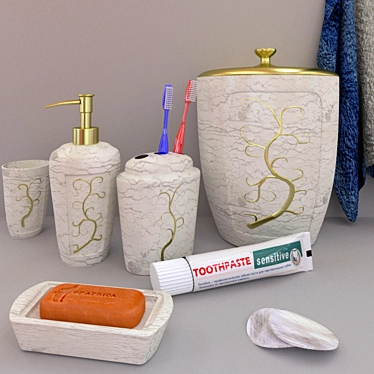 Elegant Bathroom Accessories Set 3D model image 1 
