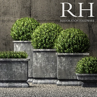 Classy Zinc Footed Planters 3D model image 1 