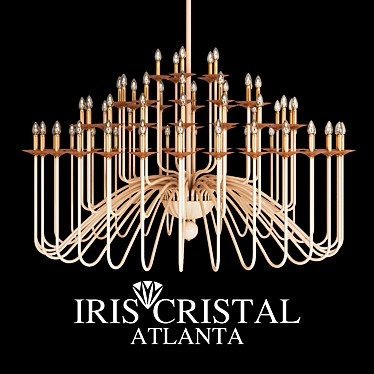 Elegant Champagne Crystal Chandelier. 65 lights 3D model image 1 