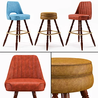 Classic Bar Stool Set of 4 3D model image 1 