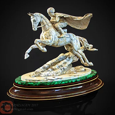 Elegant Horse Statuette 3D model image 1 